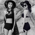 泳衣女三件套韩国温泉小香风性感比基尼2017新款小胸泳装黑色白色